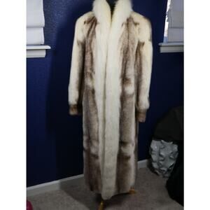 Gorgeous full length Cross Mink & Fox Fur Coat Jacket